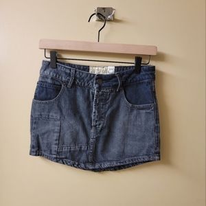 Free People Patchwork Denim Mini Skirt Waist Size 24